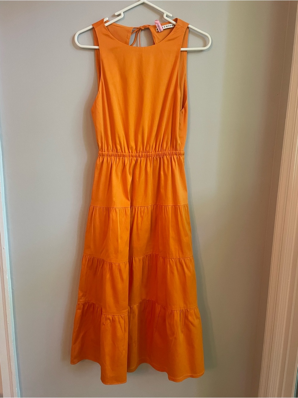 Alice + Olivia Orange Backless Tie Midi Dress Size 0
